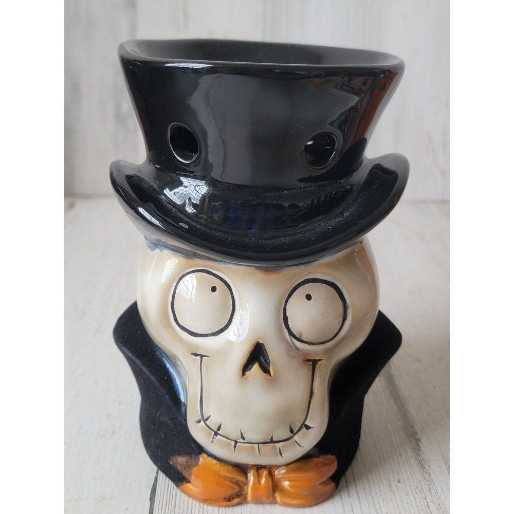 Yankee hand candle boney head skeleton wax warmer tea light holder Halloween - Picture 1 of 9